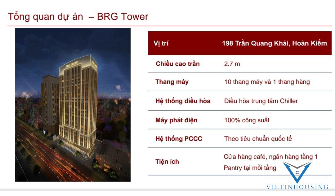 Văn phòng hạng A cho thuê tại 198 Trần Quang Khải BRG Tower